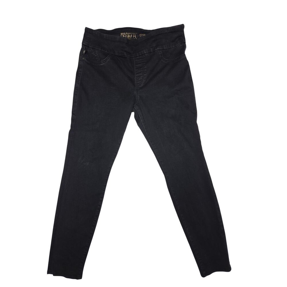 Rock & Republic Denim RX Fever Pull On Black Jeans Women Size 18